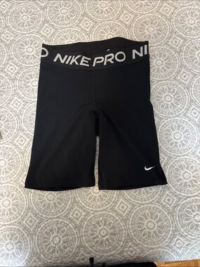 Nike Black Pro Compression Bike Shorts with White Swoosh